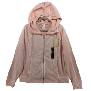All in Motion Full Zip Hooded Sweatshirt Fleece Large Blush Pink Hoodie Jacket